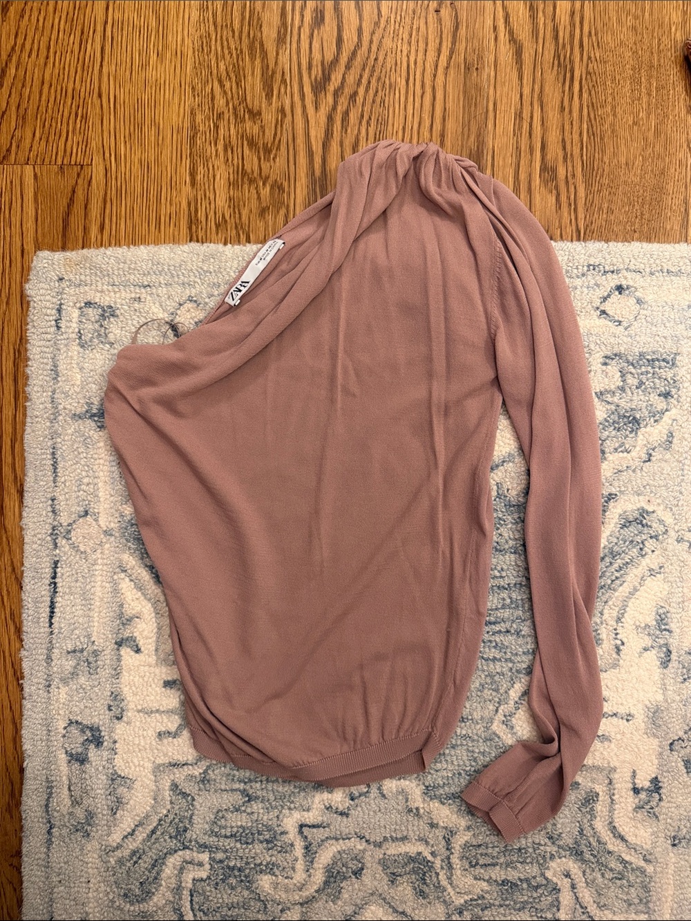 Zara Dusty Rose One-Shoulder Long-Sleeve Tunic